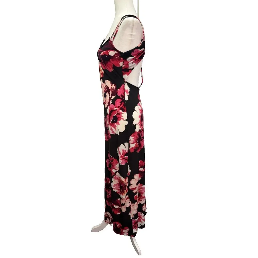 Vintage Charlotte Russe Dress Women Small Black 90s Y2K Romantic Floral Prom USA